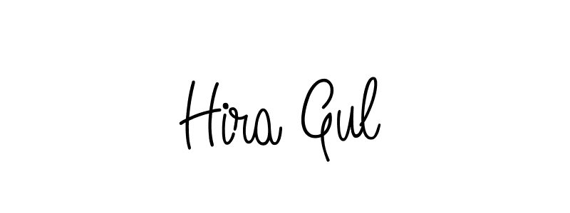 Use a signature maker to create a handwritten signature online. With this signature software, you can design (Angelique-Rose-font-FFP) your own signature for name Hira Gul. Hira Gul signature style 5 images and pictures png