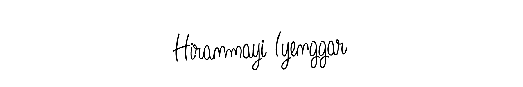 You should practise on your own different ways (Angelique-Rose-font-FFP) to write your name (Hiranmayi Iyenggar) in signature. don't let someone else do it for you. Hiranmayi Iyenggar signature style 5 images and pictures png