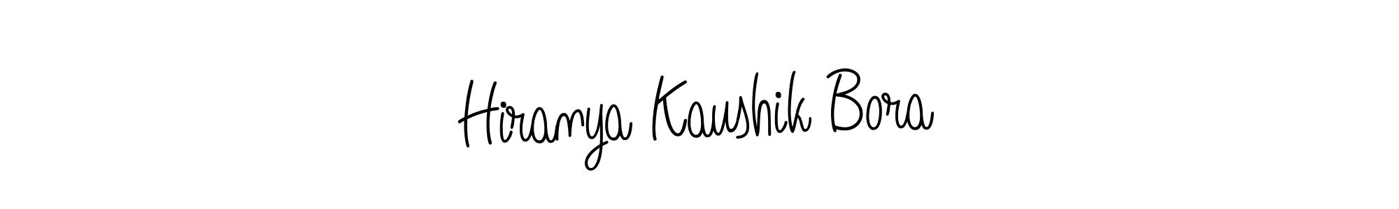 Make a beautiful signature design for name Hiranya Kaushik Bora. With this signature (Angelique-Rose-font-FFP) style, you can create a handwritten signature for free. Hiranya Kaushik Bora signature style 5 images and pictures png
