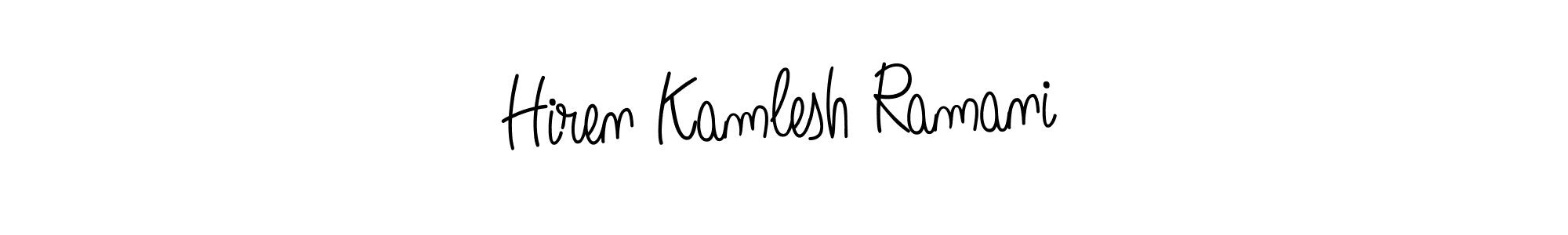 Make a beautiful signature design for name Hiren Kamlesh Ramani. With this signature (Angelique-Rose-font-FFP) style, you can create a handwritten signature for free. Hiren Kamlesh Ramani signature style 5 images and pictures png