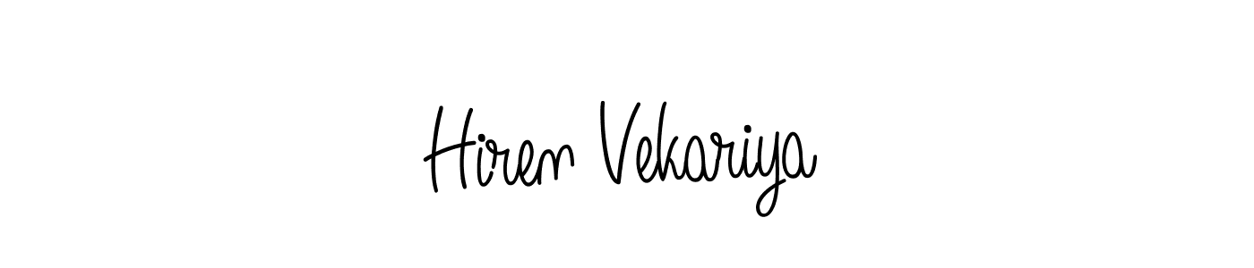 You should practise on your own different ways (Angelique-Rose-font-FFP) to write your name (Hiren Vekariya) in signature. don't let someone else do it for you. Hiren Vekariya signature style 5 images and pictures png