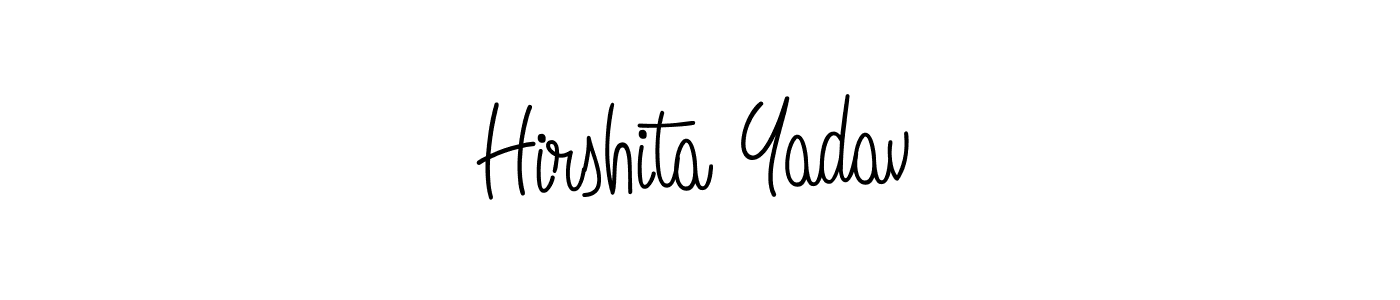 The best way (Angelique-Rose-font-FFP) to make a short signature is to pick only two or three words in your name. The name Hirshita Yadav include a total of six letters. For converting this name. Hirshita Yadav signature style 5 images and pictures png