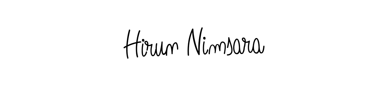 Make a beautiful signature design for name Hirun Nimsara. With this signature (Angelique-Rose-font-FFP) style, you can create a handwritten signature for free. Hirun Nimsara signature style 5 images and pictures png