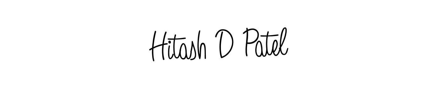How to make Hitash D Patel name signature. Use Angelique-Rose-font-FFP style for creating short signs online. This is the latest handwritten sign. Hitash D Patel signature style 5 images and pictures png