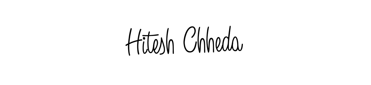 You should practise on your own different ways (Angelique-Rose-font-FFP) to write your name (Hitesh Chheda) in signature. don't let someone else do it for you. Hitesh Chheda signature style 5 images and pictures png