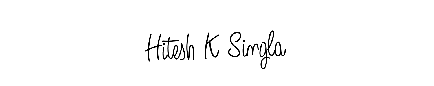 You should practise on your own different ways (Angelique-Rose-font-FFP) to write your name (Hitesh K Singla) in signature. don't let someone else do it for you. Hitesh K Singla signature style 5 images and pictures png