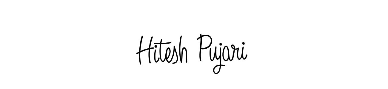 You should practise on your own different ways (Angelique-Rose-font-FFP) to write your name (Hitesh Pujari) in signature. don't let someone else do it for you. Hitesh Pujari signature style 5 images and pictures png