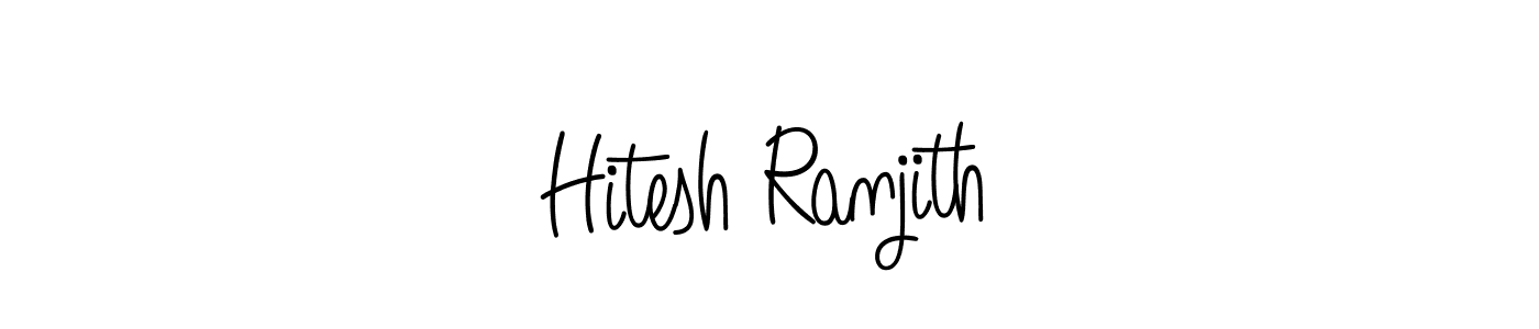 You should practise on your own different ways (Angelique-Rose-font-FFP) to write your name (Hitesh Ranjith) in signature. don't let someone else do it for you. Hitesh Ranjith signature style 5 images and pictures png