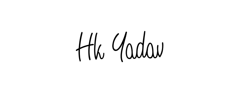 The best way (Angelique-Rose-font-FFP) to make a short signature is to pick only two or three words in your name. The name Hk Yadav include a total of six letters. For converting this name. Hk Yadav signature style 5 images and pictures png