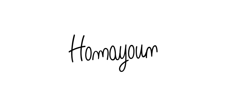 Use a signature maker to create a handwritten signature online. With this signature software, you can design (Angelique-Rose-font-FFP) your own signature for name Homayoun. Homayoun signature style 5 images and pictures png