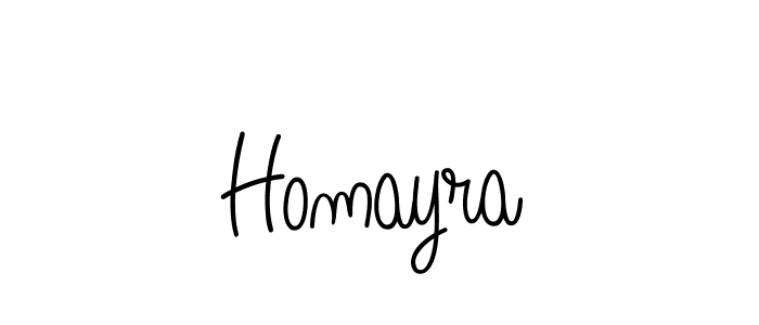 Use a signature maker to create a handwritten signature online. With this signature software, you can design (Angelique-Rose-font-FFP) your own signature for name Homayra. Homayra signature style 5 images and pictures png