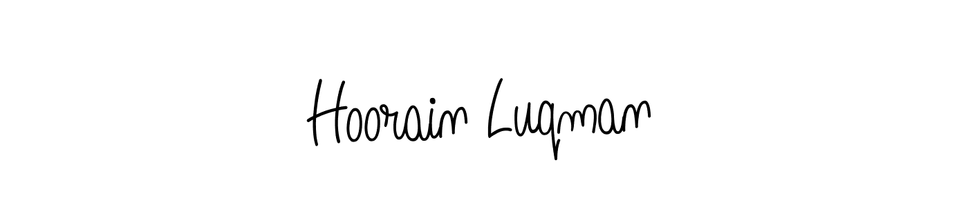 How to make Hoorain Luqman name signature. Use Angelique-Rose-font-FFP style for creating short signs online. This is the latest handwritten sign. Hoorain Luqman signature style 5 images and pictures png