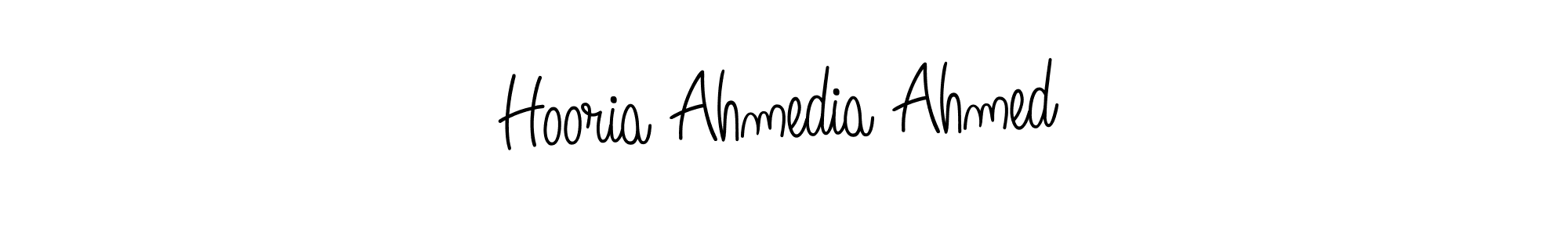 You can use this online signature creator to create a handwritten signature for the name Hooria Ahmedia Ahmed. This is the best online autograph maker. Hooria Ahmedia Ahmed signature style 5 images and pictures png