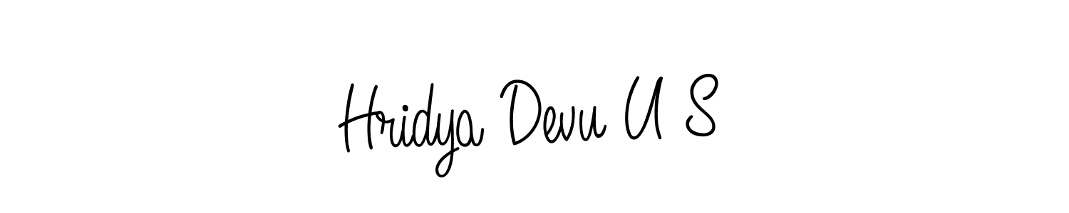 You should practise on your own different ways (Angelique-Rose-font-FFP) to write your name (Hridya Devu U S) in signature. don't let someone else do it for you. Hridya Devu U S signature style 5 images and pictures png