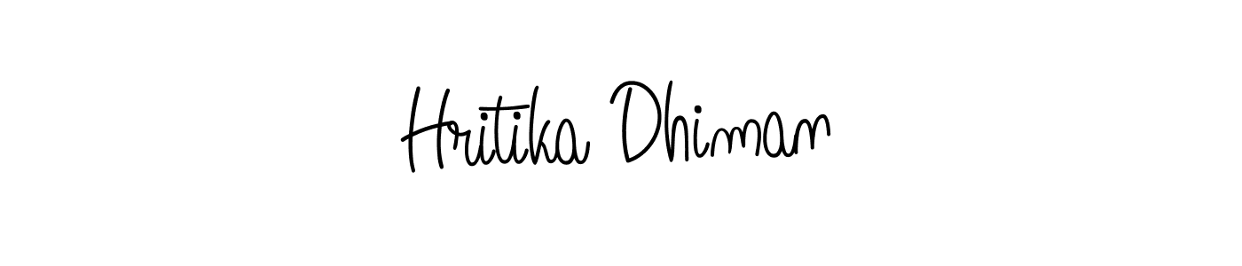 The best way (Angelique-Rose-font-FFP) to make a short signature is to pick only two or three words in your name. The name Hritika Dhiman include a total of six letters. For converting this name. Hritika Dhiman signature style 5 images and pictures png