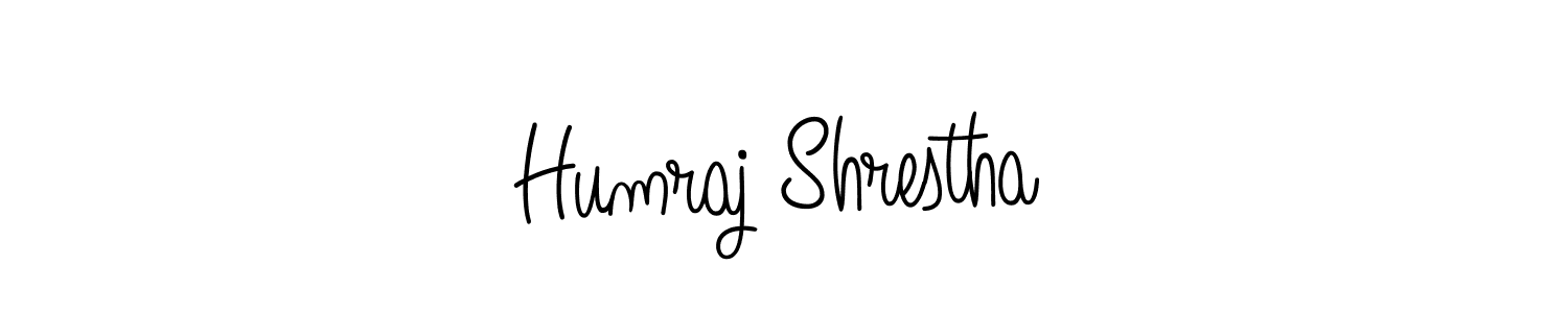 Make a beautiful signature design for name Humraj Shrestha. With this signature (Angelique-Rose-font-FFP) style, you can create a handwritten signature for free. Humraj Shrestha signature style 5 images and pictures png