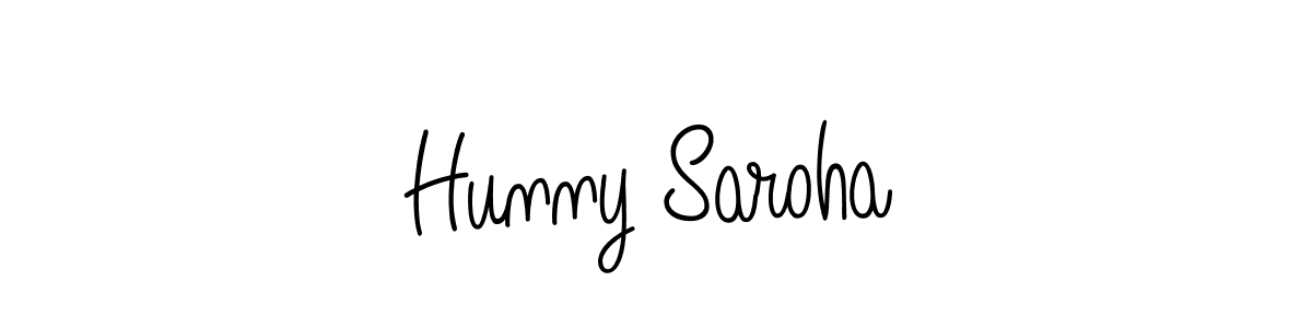 Use a signature maker to create a handwritten signature online. With this signature software, you can design (Angelique-Rose-font-FFP) your own signature for name Hunny Saroha. Hunny Saroha signature style 5 images and pictures png