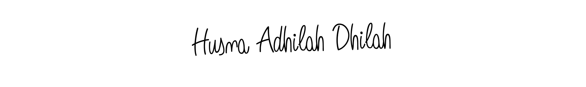 You should practise on your own different ways (Angelique-Rose-font-FFP) to write your name (Husna Adhilah Dhilah) in signature. don't let someone else do it for you. Husna Adhilah Dhilah signature style 5 images and pictures png