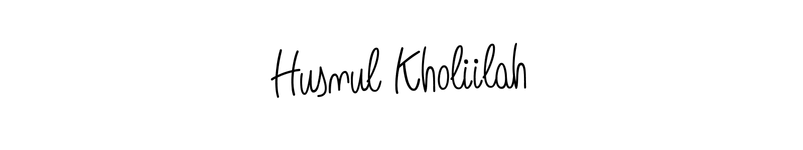 Create a beautiful signature design for name Husnul Kholiilah. With this signature (Angelique-Rose-font-FFP) fonts, you can make a handwritten signature for free. Husnul Kholiilah signature style 5 images and pictures png
