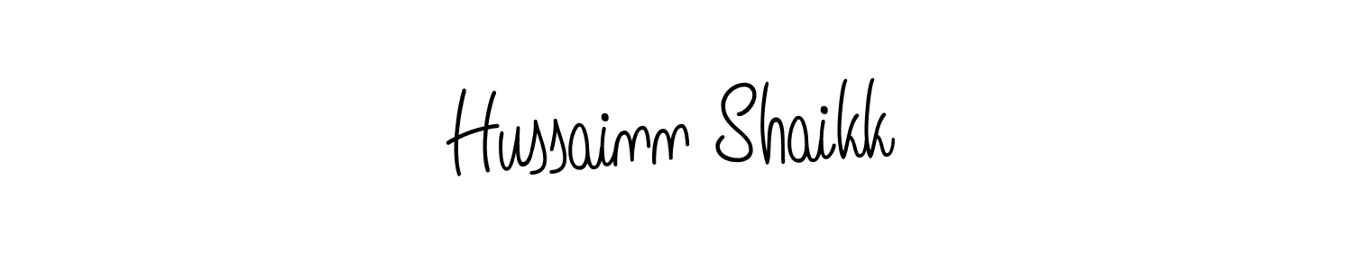 The best way (Angelique-Rose-font-FFP) to make a short signature is to pick only two or three words in your name. The name Hussainn Shaikk include a total of six letters. For converting this name. Hussainn Shaikk signature style 5 images and pictures png