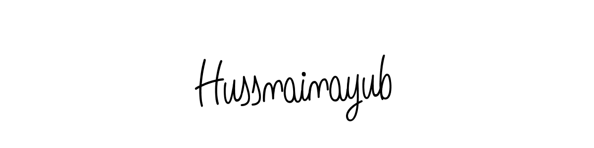 How to make Hussnainayub name signature. Use Angelique-Rose-font-FFP style for creating short signs online. This is the latest handwritten sign. Hussnainayub signature style 5 images and pictures png