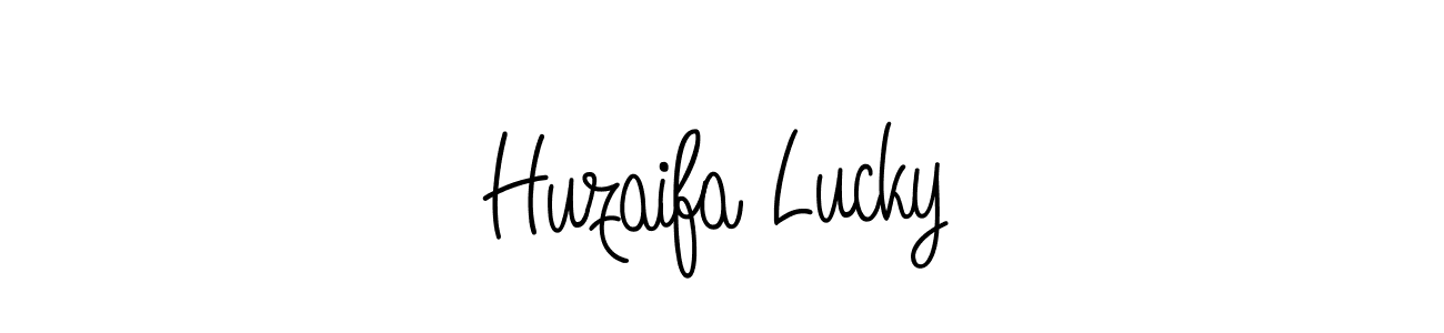Huzaifa Lucky stylish signature style. Best Handwritten Sign (Angelique-Rose-font-FFP) for my name. Handwritten Signature Collection Ideas for my name Huzaifa Lucky. Huzaifa Lucky signature style 5 images and pictures png