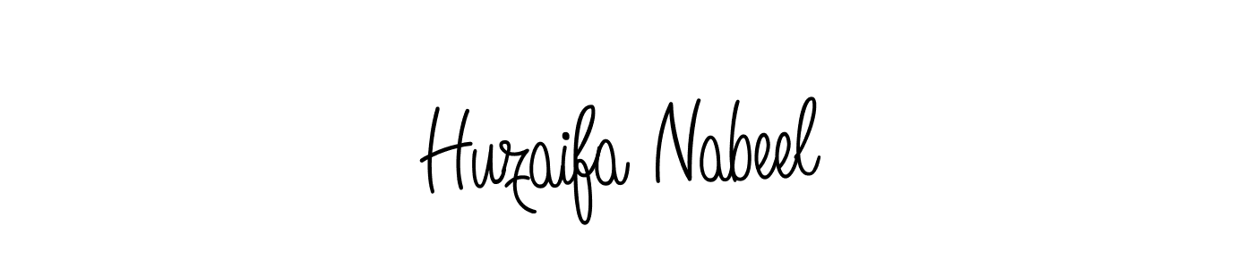 You should practise on your own different ways (Angelique-Rose-font-FFP) to write your name (Huzaifa Nabeel) in signature. don't let someone else do it for you. Huzaifa Nabeel signature style 5 images and pictures png
