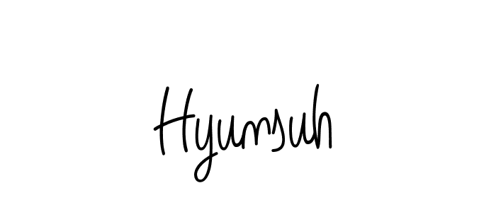 Hyunsuh stylish signature style. Best Handwritten Sign (Angelique-Rose-font-FFP) for my name. Handwritten Signature Collection Ideas for my name Hyunsuh. Hyunsuh signature style 5 images and pictures png