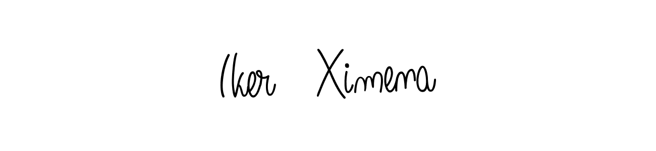 How to make Iker   Ximena name signature. Use Angelique-Rose-font-FFP style for creating short signs online. This is the latest handwritten sign. Iker   Ximena signature style 5 images and pictures png