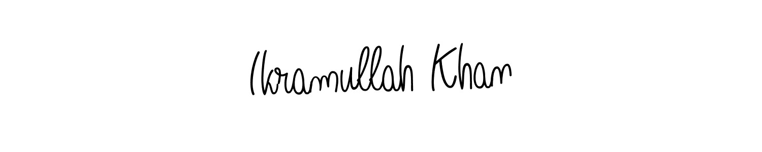 You should practise on your own different ways (Angelique-Rose-font-FFP) to write your name (Ikramullah Khan) in signature. don't let someone else do it for you. Ikramullah Khan signature style 5 images and pictures png