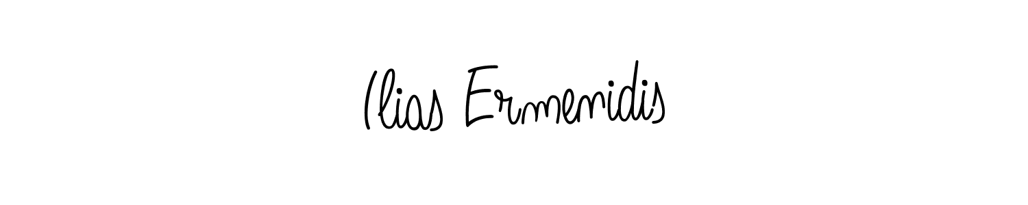 You should practise on your own different ways (Angelique-Rose-font-FFP) to write your name (Ilias Ermenidis) in signature. don't let someone else do it for you. Ilias Ermenidis signature style 5 images and pictures png