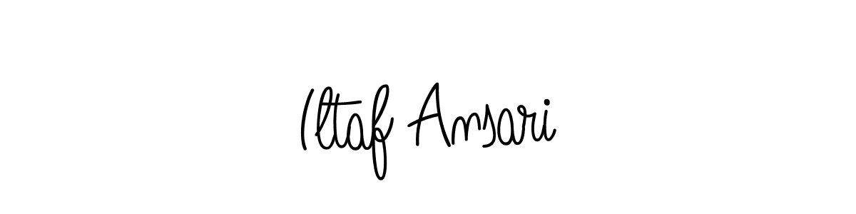 You should practise on your own different ways (Angelique-Rose-font-FFP) to write your name (Iltaf Ansari) in signature. don't let someone else do it for you. Iltaf Ansari signature style 5 images and pictures png