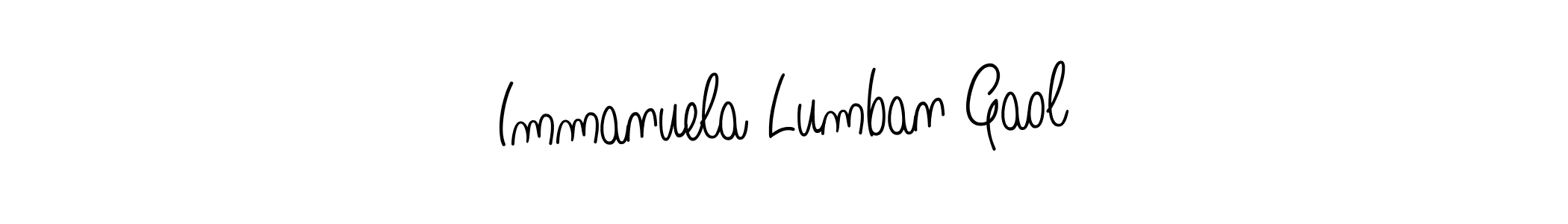 You should practise on your own different ways (Angelique-Rose-font-FFP) to write your name (Immanuela Lumban Gaol) in signature. don't let someone else do it for you. Immanuela Lumban Gaol signature style 5 images and pictures png