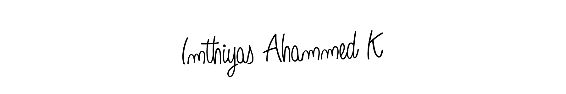 Create a beautiful signature design for name Imthiyas Ahammed K. With this signature (Angelique-Rose-font-FFP) fonts, you can make a handwritten signature for free. Imthiyas Ahammed K signature style 5 images and pictures png