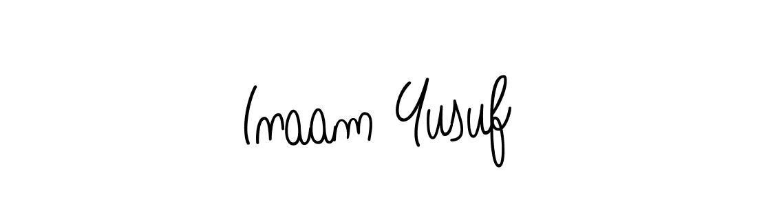 Use a signature maker to create a handwritten signature online. With this signature software, you can design (Angelique-Rose-font-FFP) your own signature for name Inaam Yusuf. Inaam Yusuf signature style 5 images and pictures png