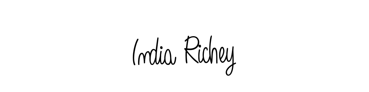 How to make India Richey name signature. Use Angelique-Rose-font-FFP style for creating short signs online. This is the latest handwritten sign. India Richey signature style 5 images and pictures png