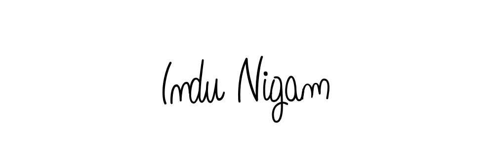 Make a beautiful signature design for name Indu Nigam. With this signature (Angelique-Rose-font-FFP) style, you can create a handwritten signature for free. Indu Nigam signature style 5 images and pictures png