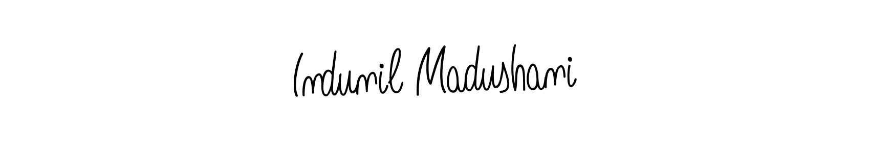 You should practise on your own different ways (Angelique-Rose-font-FFP) to write your name (Indunil Madushani) in signature. don't let someone else do it for you. Indunil Madushani signature style 5 images and pictures png