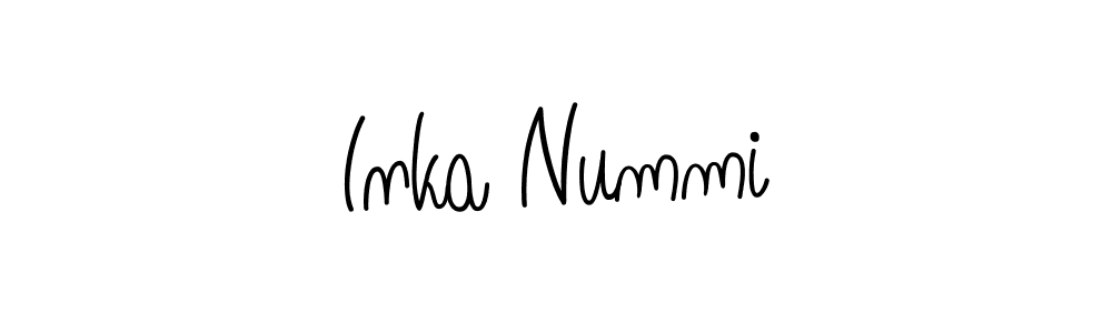 Make a beautiful signature design for name Inka Nummi. With this signature (Angelique-Rose-font-FFP) style, you can create a handwritten signature for free. Inka Nummi signature style 5 images and pictures png