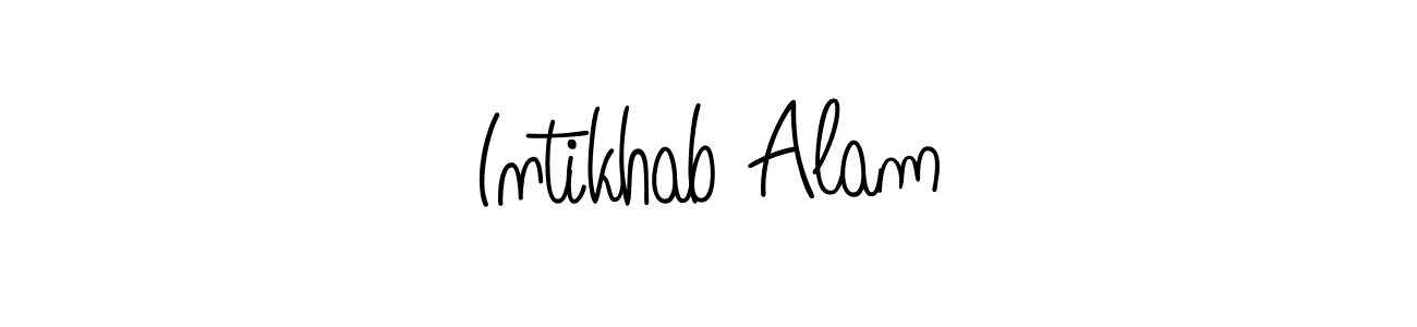 You should practise on your own different ways (Angelique-Rose-font-FFP) to write your name (Intikhab Alam) in signature. don't let someone else do it for you. Intikhab Alam signature style 5 images and pictures png