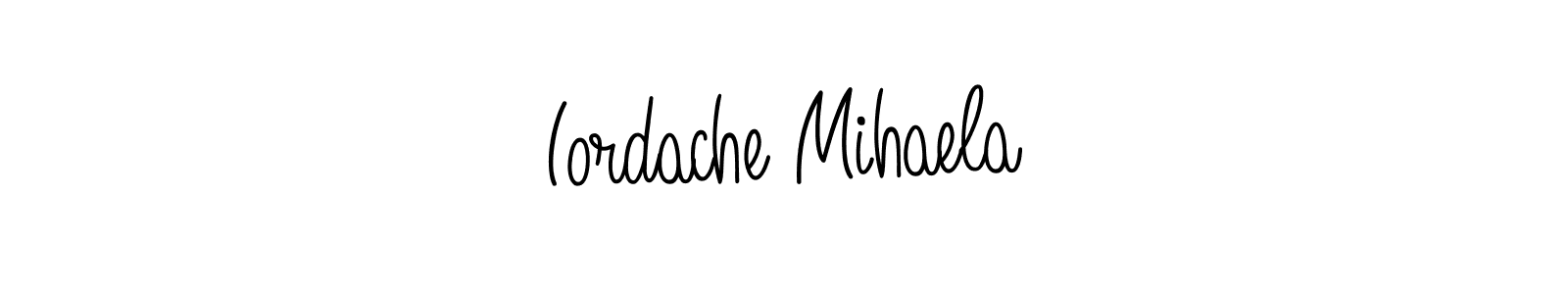 You should practise on your own different ways (Angelique-Rose-font-FFP) to write your name (Iordache Mihaela) in signature. don't let someone else do it for you. Iordache Mihaela signature style 5 images and pictures png