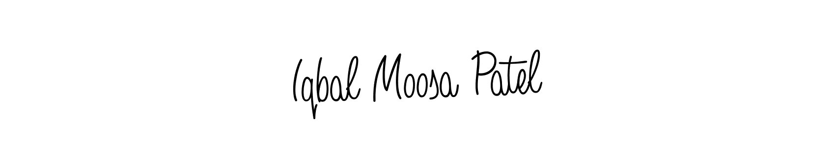 The best way (Angelique-Rose-font-FFP) to make a short signature is to pick only two or three words in your name. The name Iqbal Moosa Patel include a total of six letters. For converting this name. Iqbal Moosa Patel signature style 5 images and pictures png