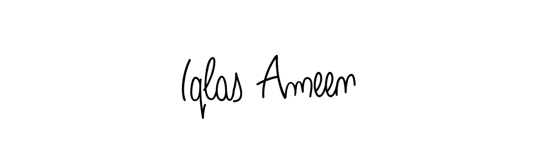 You should practise on your own different ways (Angelique-Rose-font-FFP) to write your name (Iqlas Ameen) in signature. don't let someone else do it for you. Iqlas Ameen signature style 5 images and pictures png