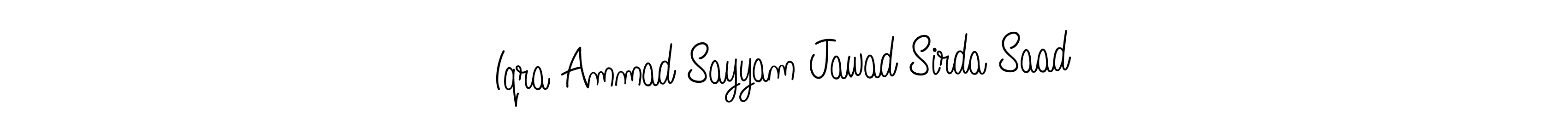 This is the best signature style for the Iqra Ammad Sayyam Jawad Sirda Saad name. Also you like these signature font (Angelique-Rose-font-FFP). Mix name signature. Iqra Ammad Sayyam Jawad Sirda Saad signature style 5 images and pictures png