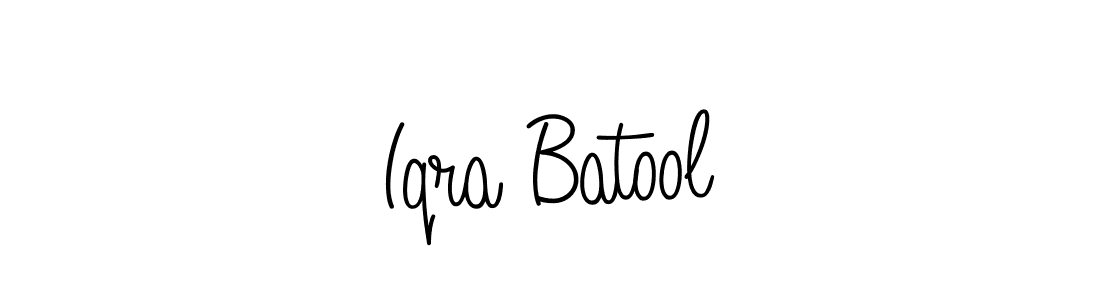 The best way (Angelique-Rose-font-FFP) to make a short signature is to pick only two or three words in your name. The name Iqra Batool include a total of six letters. For converting this name. Iqra Batool signature style 5 images and pictures png