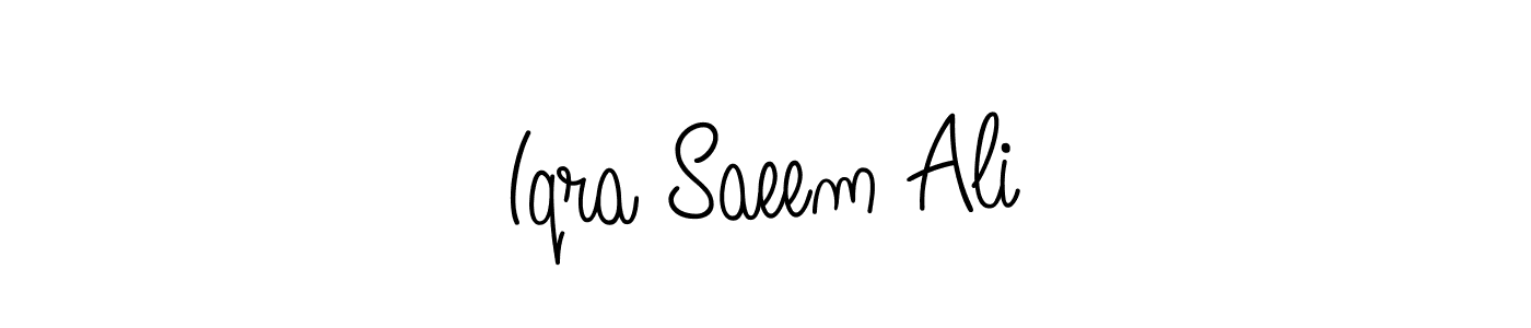 Use a signature maker to create a handwritten signature online. With this signature software, you can design (Angelique-Rose-font-FFP) your own signature for name Iqra Saeem Ali. Iqra Saeem Ali signature style 5 images and pictures png