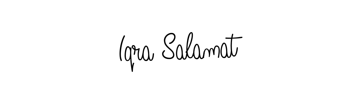 You should practise on your own different ways (Angelique-Rose-font-FFP) to write your name (Iqra Salamat) in signature. don't let someone else do it for you. Iqra Salamat signature style 5 images and pictures png