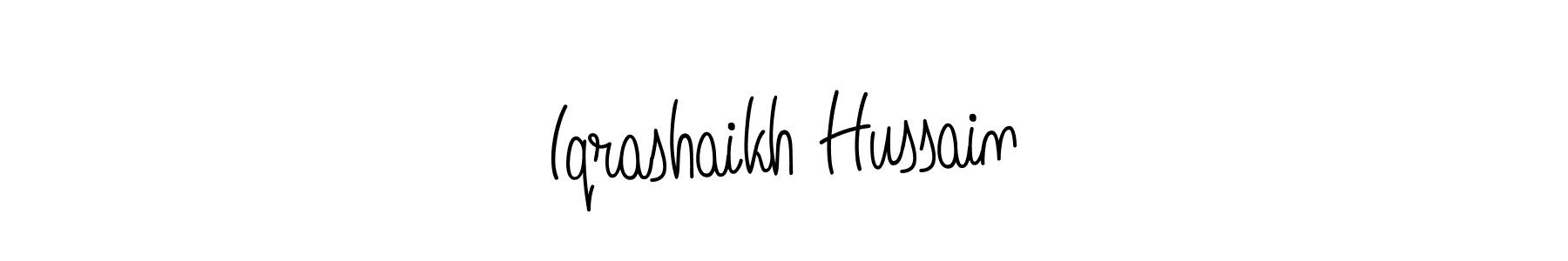 Make a beautiful signature design for name Iqrashaikh Hussain. With this signature (Angelique-Rose-font-FFP) style, you can create a handwritten signature for free. Iqrashaikh Hussain signature style 5 images and pictures png