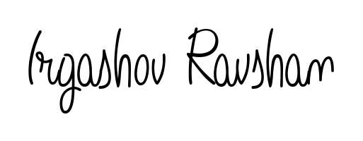 You should practise on your own different ways (Angelique-Rose-font-FFP) to write your name (Irgashov Ravshan) in signature. Don't let someone else do it for you. Irgashov Ravshan signature style 5 images and pictures png