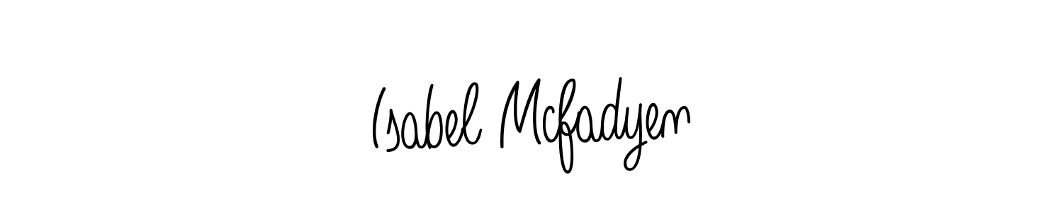 You should practise on your own different ways (Angelique-Rose-font-FFP) to write your name (Isabel Mcfadyen) in signature. don't let someone else do it for you. Isabel Mcfadyen signature style 5 images and pictures png